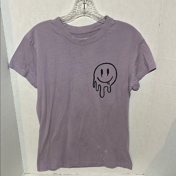 Purple T-Shirt with Dripping Smiley Face - Picture 1 of 7